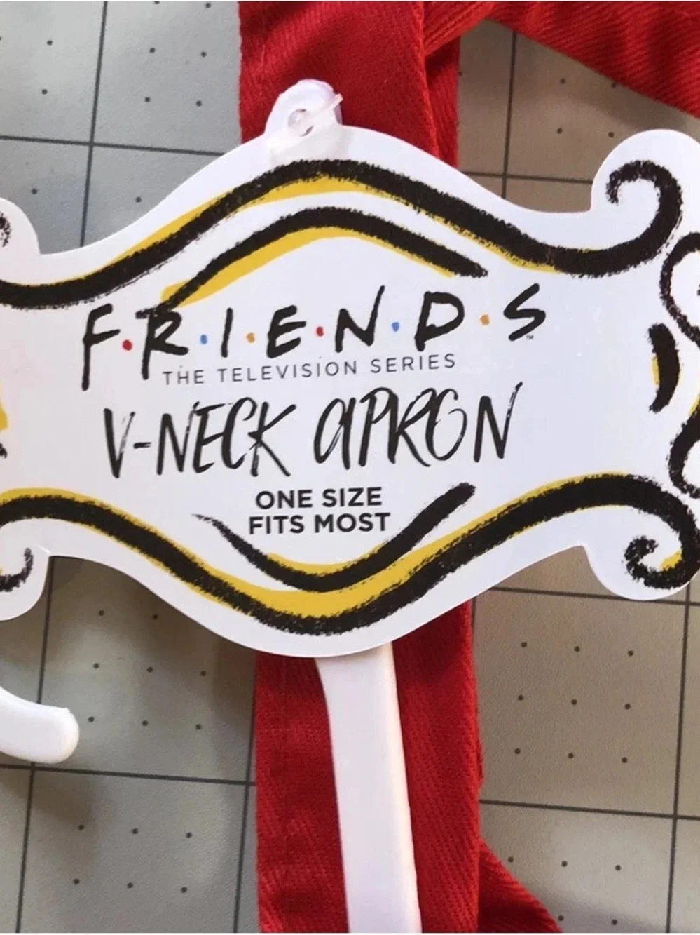 Central Perk Cafe Red V-Neck Apron Friends TV Show One Size Fits Most NEW NWT